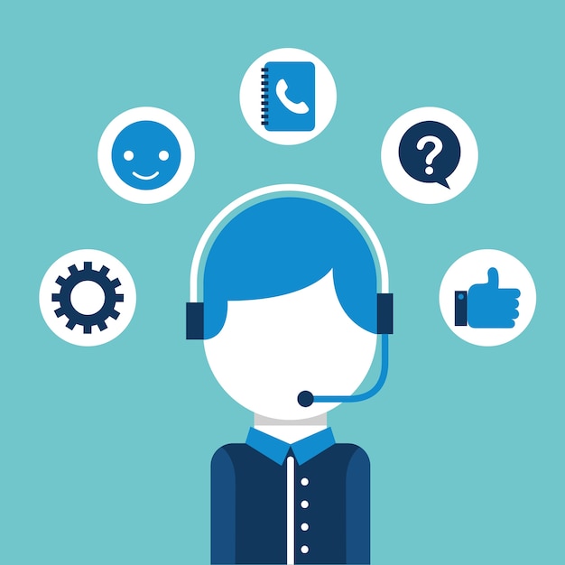 Operator with headset call center customer service