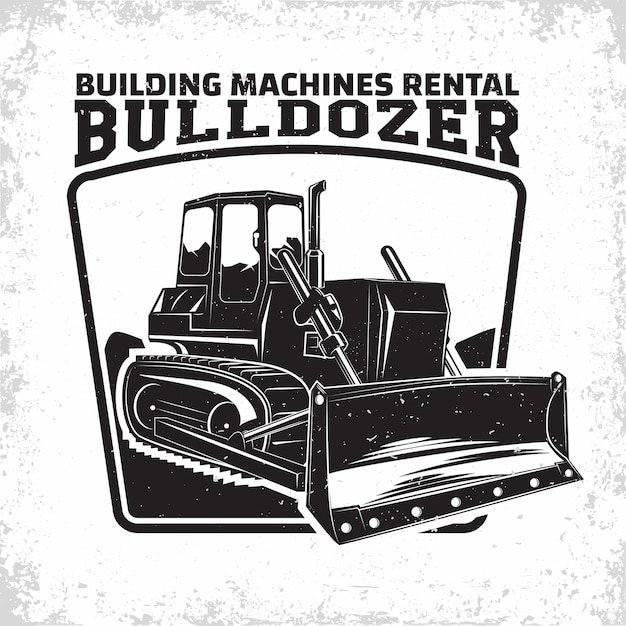Opgravingswerk logo ontwerp embleem van bulldozer verhuurorganisatie