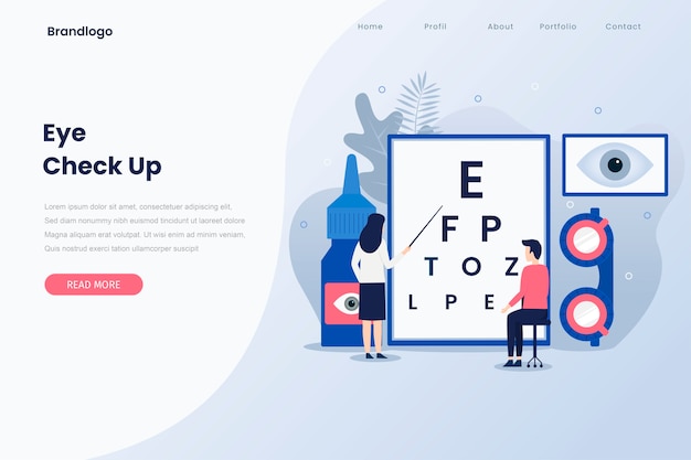 Vector ophthalmologist check up illustration landing page..