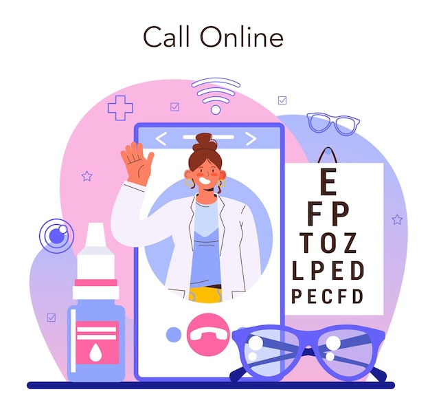 Ophthalmologist online service or platform idea of eyesight check