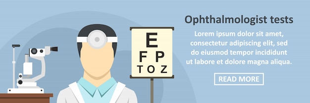 Ophthalmologist tests banner horizontal concept