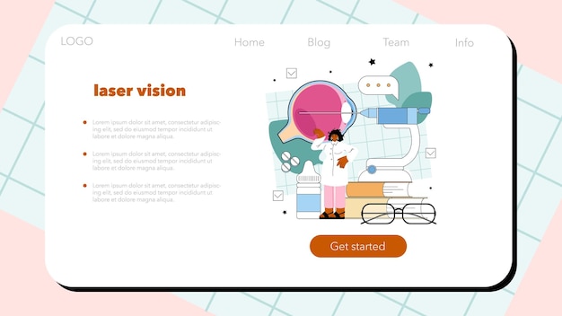 Вектор Веб-баннер офтальмолога или целевая страница идея зрения