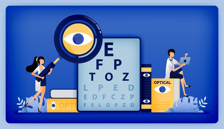 Vector ophthalmologists seek best treatment from patients with eye disorders tested with snellen