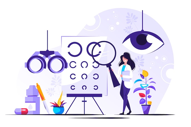 Ophthalmology  illustration.  tiny eyes health persons 