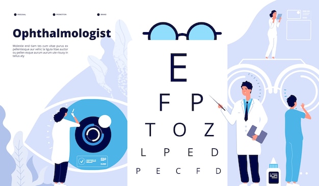 Vector ophthalmology landing page template