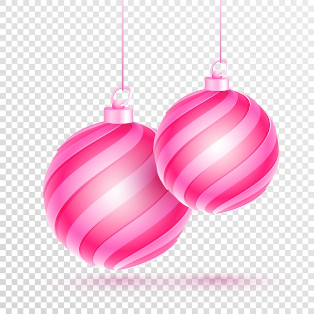 Opknoping roze kerstballen versierd