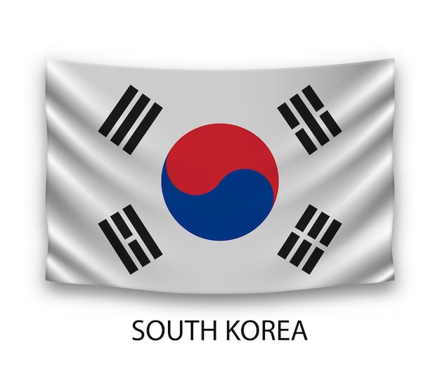 Opknoping zijden vlag van Zuid-Korea Vector illustratie