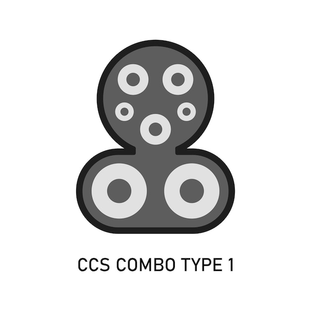 Oplaadstekker voor elektrische auto Type 1 CCS Combo 1. Vectorillustratie