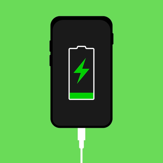 Opladen telefoon vectorillustratie Groene telefoon batterijpictogram Energie teken