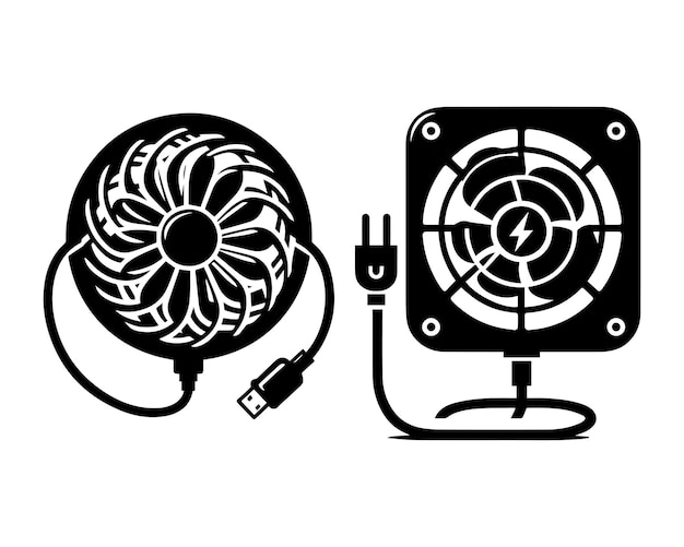 oplader ventilator silhouet vector icoon grafisch logo ontwerp