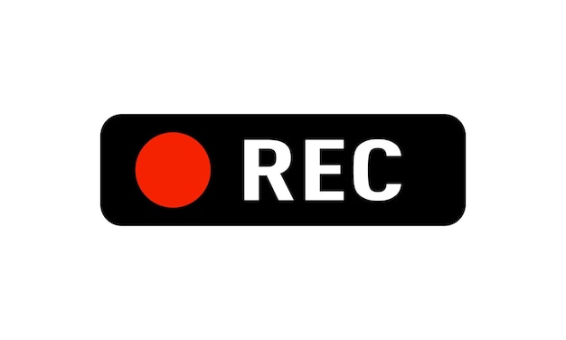 Opname teken. REC-pictogram. Geïsoleerde vector, opname zwart met rode vector