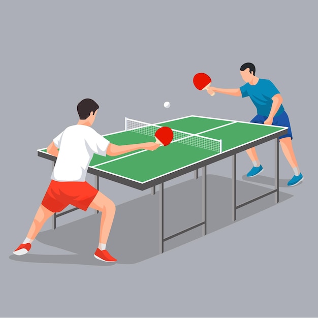 Opponents playing table tennis