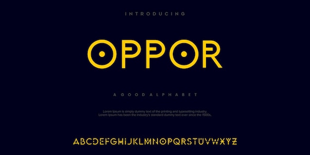 Oppor abstracte minimale moderne alfabet lettertypen typografie technologie vectorillustratie
