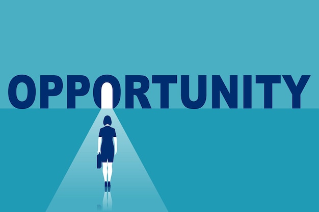 Opportunity concept Businesswoman faces great opportunities