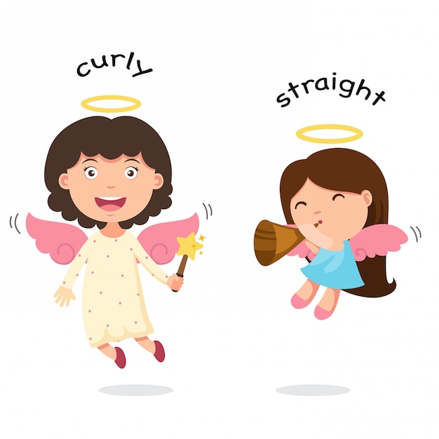 Opposite curly and straight vector illustration