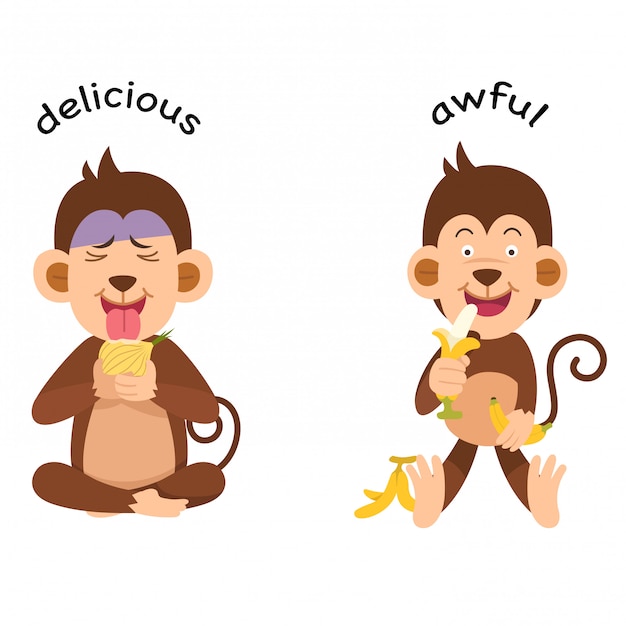 Opposite delicious and awful vector illustration