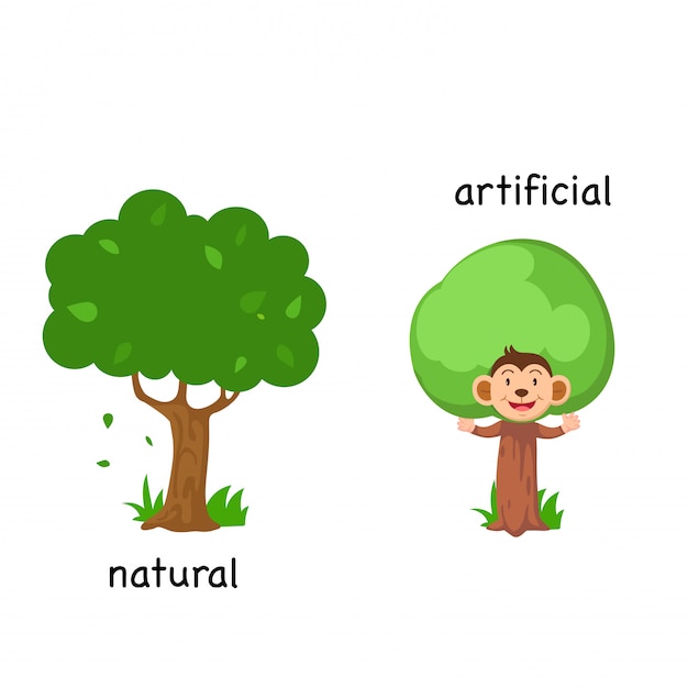 자연과 인공 벡터 일러스트 레이 션 반대