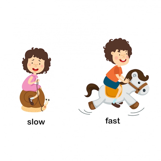 Opposite slow and fast vector illustration