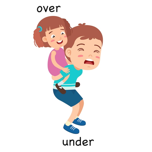 opposite over and under vector illustration