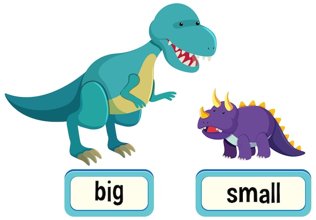 Vector opposite words for big and small