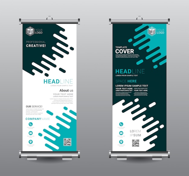 Oprollen van banner standee business sjabloonontwerp.