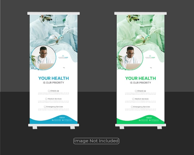 Oprolsjabloon voor medische gezondheidszorg of lay-out voor standaardbanners