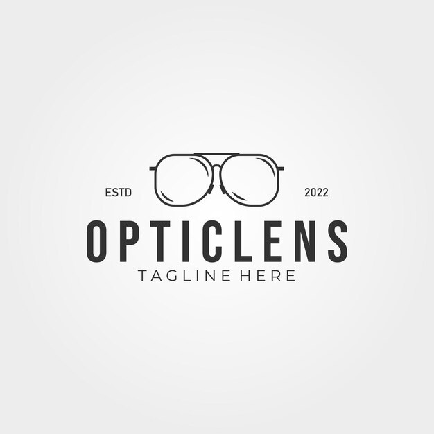 Vector optic lens line art logo vector vintage illustration design