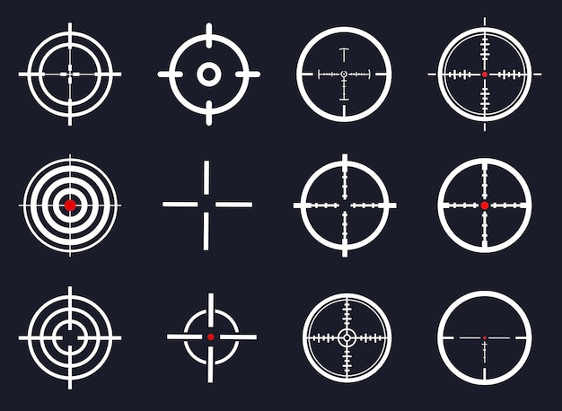 Optic sight view sniper scope pov overlay meting kruisdoel en kijk door zoomlens vector