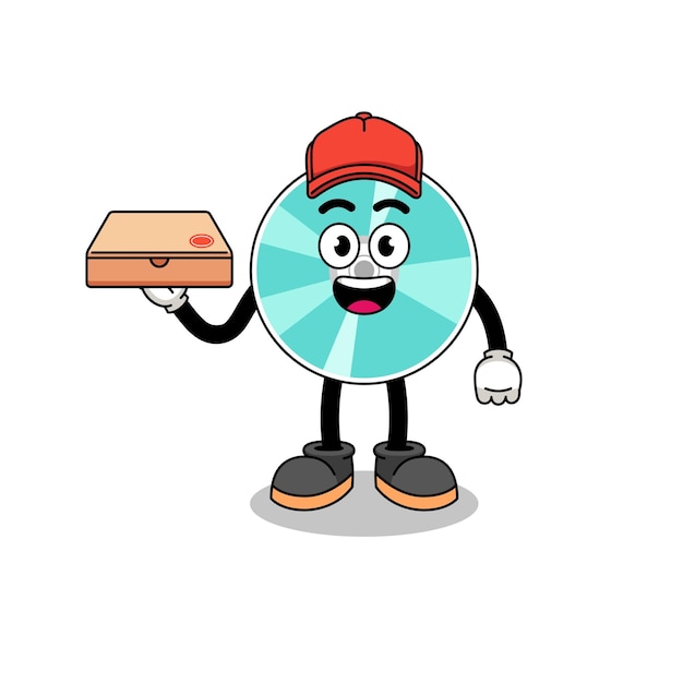 Optical disc illustration as a pizza deliveryman