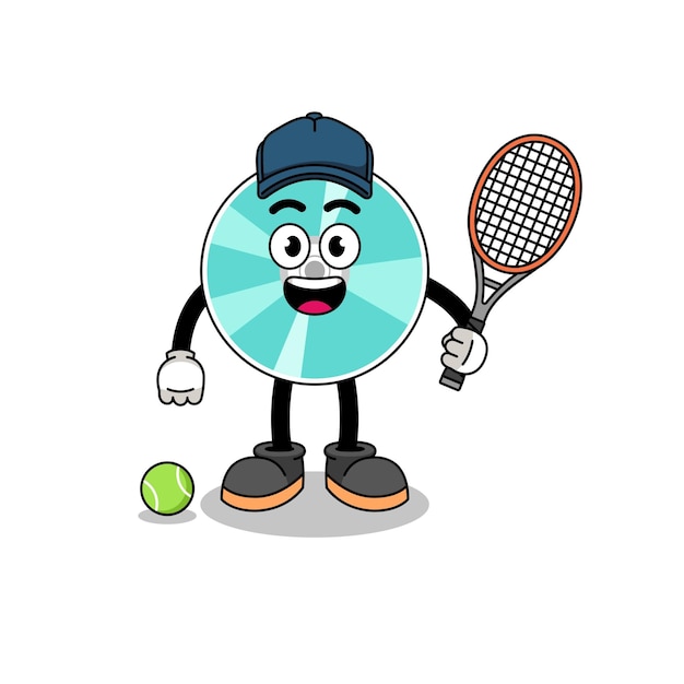 Optical disc illustration as a tennis player