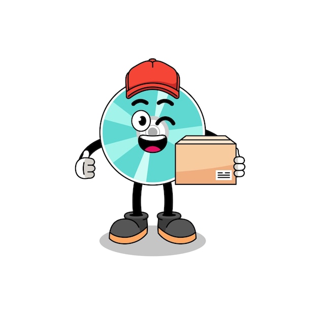 Optical disc mascot cartoon as an courier