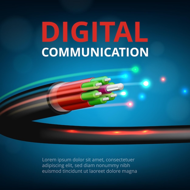 Connessione rapida ottica. fondo realistico di concetto di comunicazione cyber internet di tecnologia futura.