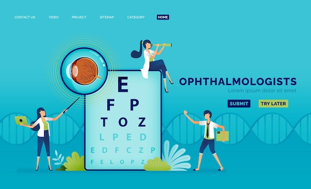 Optical health illustration of ophthalmologist explains damaged part of retina