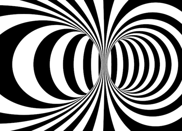 Оптическая иллюзия абстрактный фон, черные и белые полосы. вектор