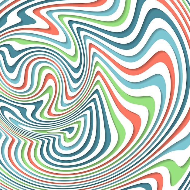 Оптическая иллюзия. Абстрактный фон с волнистым узором. Красочный полосатый вихрь