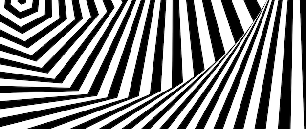 Optical illusion background Black and white abstract geometric surface Op art poster design