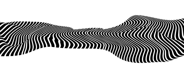 optical illusion in the shape of distorted torus abstract vector background with black and white lines