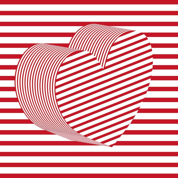 Vector optical illusion of white and red 3d heart