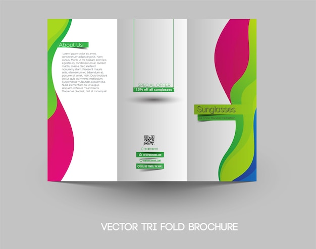 Optician sunglasses store trifold brochure design template