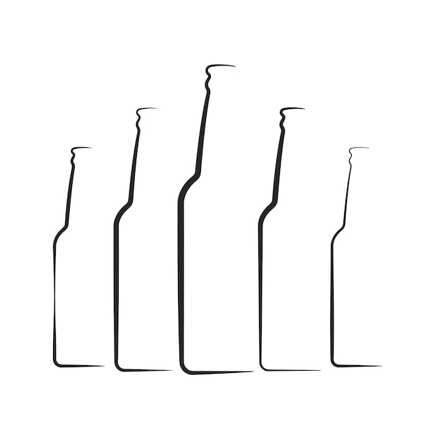 Opties voor de helft van de contouren van een bierflesje. Voor het ontwerp van het menu, logo, symbolen.