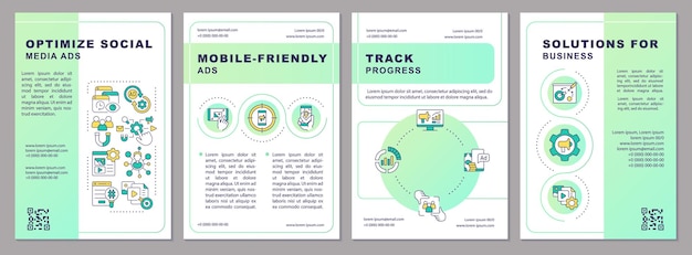 Optimaliseer sociale media advertenties groen verloop brochure sjabloon