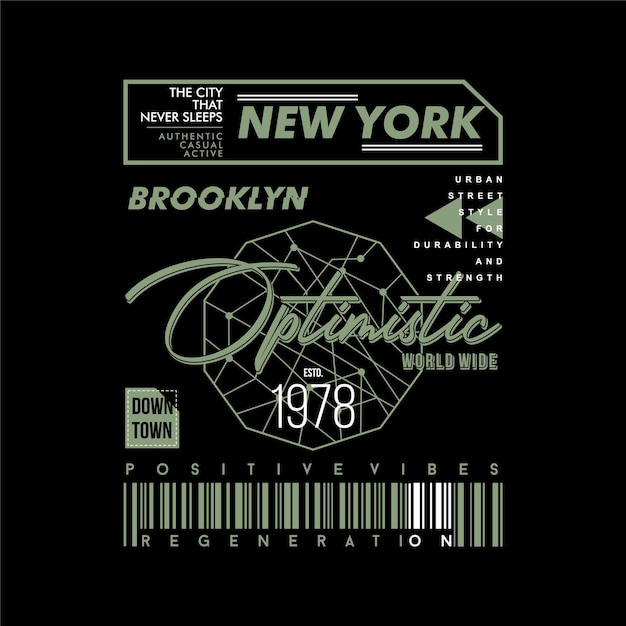 Optimistic the city that never sleeps brooklyn graphic vector print t shirt company product