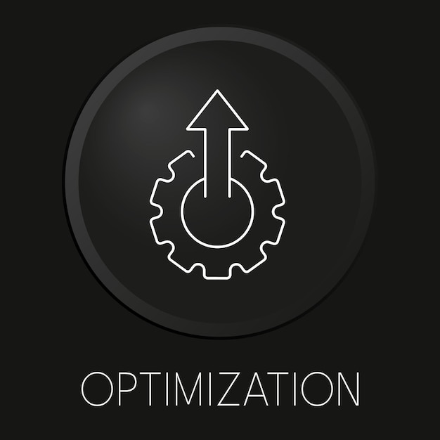 Optimization vector line icon on 3D button isolated on black background Premium Vector