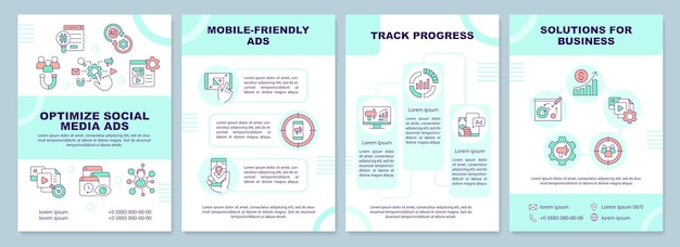 Vector optimize social media ads mint brochure template