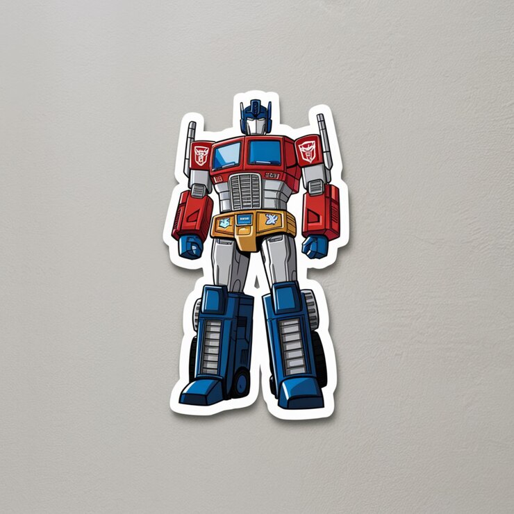 Vector optimus prime 的貼紙在平坦的背景下