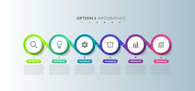 Vector option six infographic template circle colorful