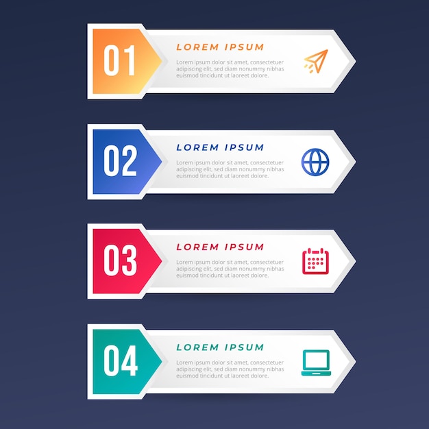 Optional banner business infographic with 4 steps design