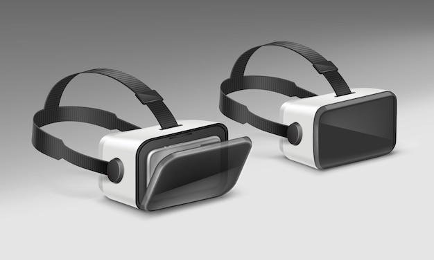 optisch hoofddisplay of virtual reality-bril in perspectief geïsoleerd op een witte achtergrond