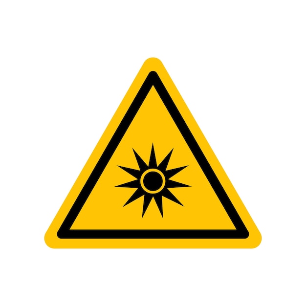 Vector optisch stralingsteken zwart gevaarpictogram op geel driehoeksymbool vector illustratie gevarensymbool