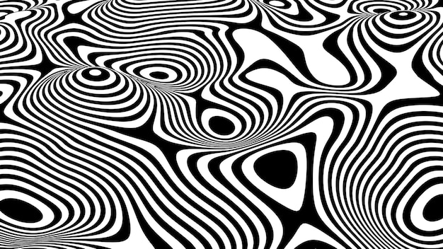 Optische golf Dynamische vervormde golf Marmeren abstracte achtergrond Vervormde zwarte lijnen Aquarelpatronen Vectorillustratie
